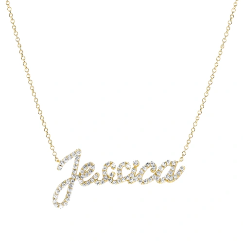 Diamond Custom Script Name Necklace