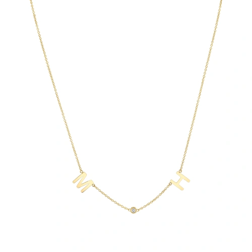 Double Letter Diamond Bezel Necklace